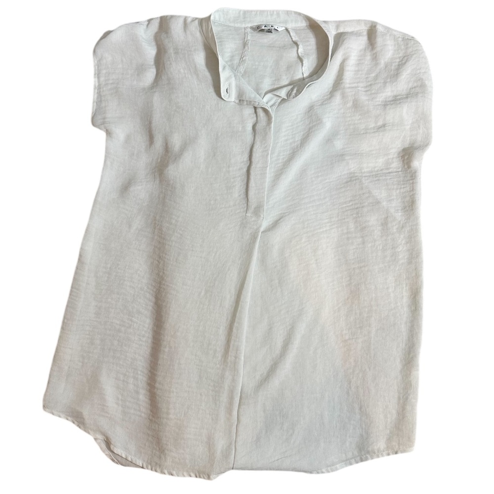 Cabi Style 738 White Placket Short Sleeve Blouse Medium